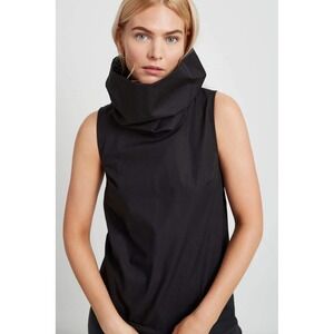 Marcella NYC Black Cowl Neck Sleeveless Cotton Top XL Minimalist Avant Garde